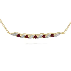 Rubin & Diamant Spiral Armband in 9ct Gelb Gold