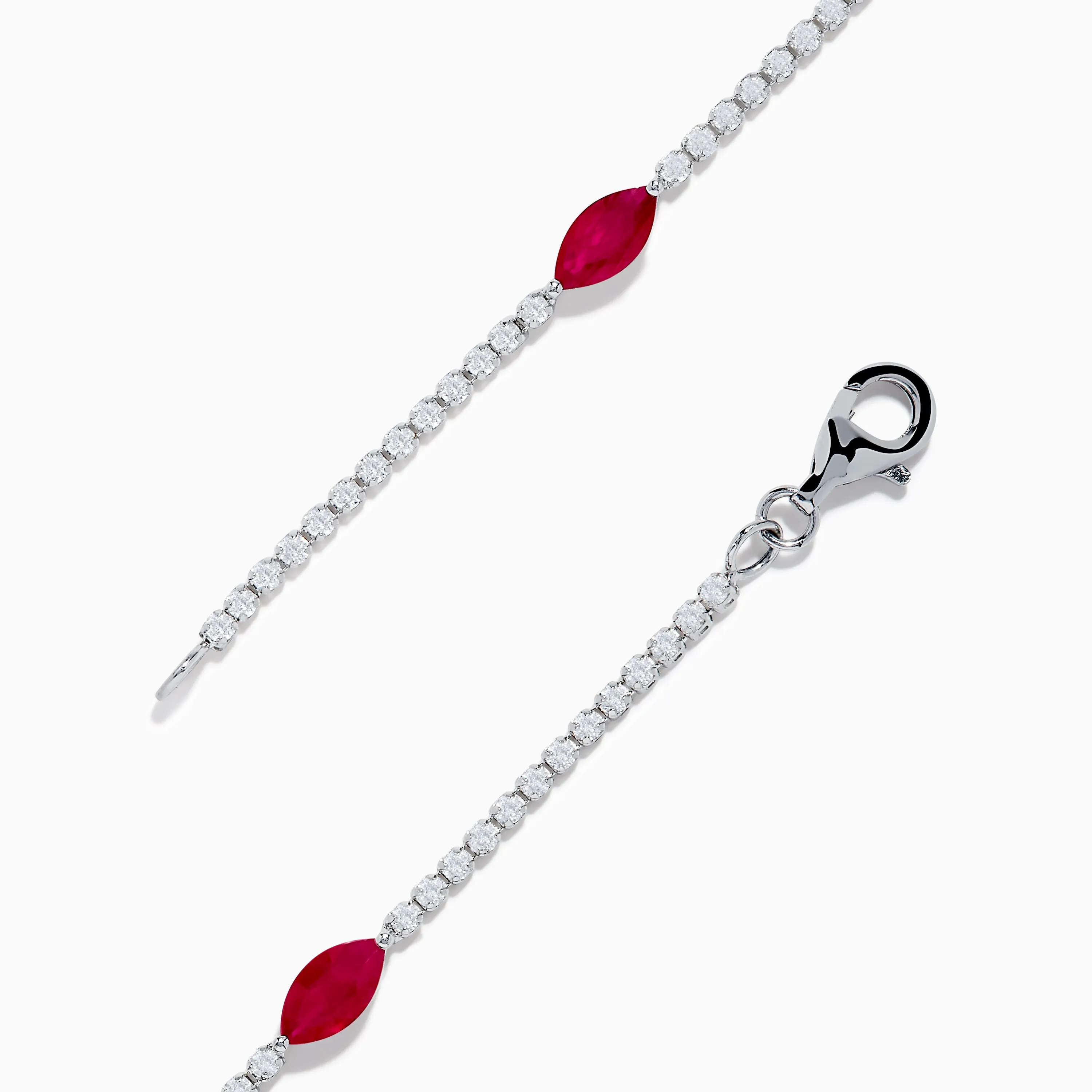 Ruby Royale 14K White Gold Ruby and Diamond Station Bracelet