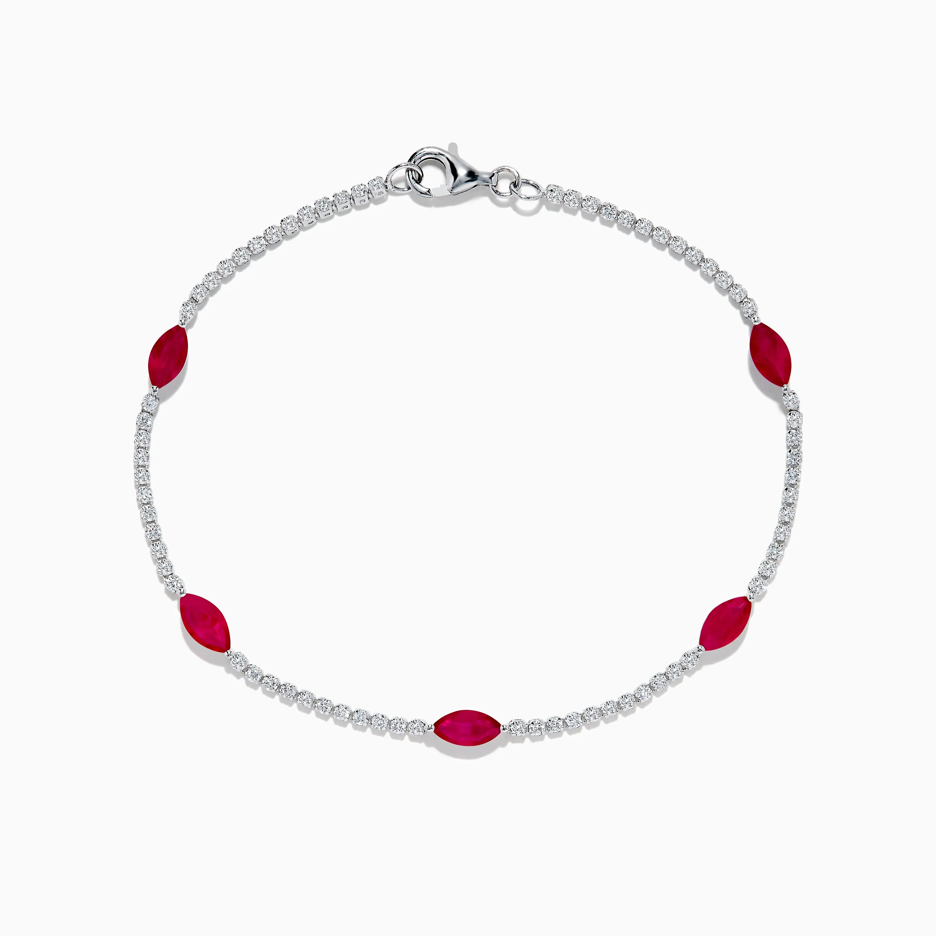Ruby Royale 14K White Gold Ruby and Diamond Station Bracelet