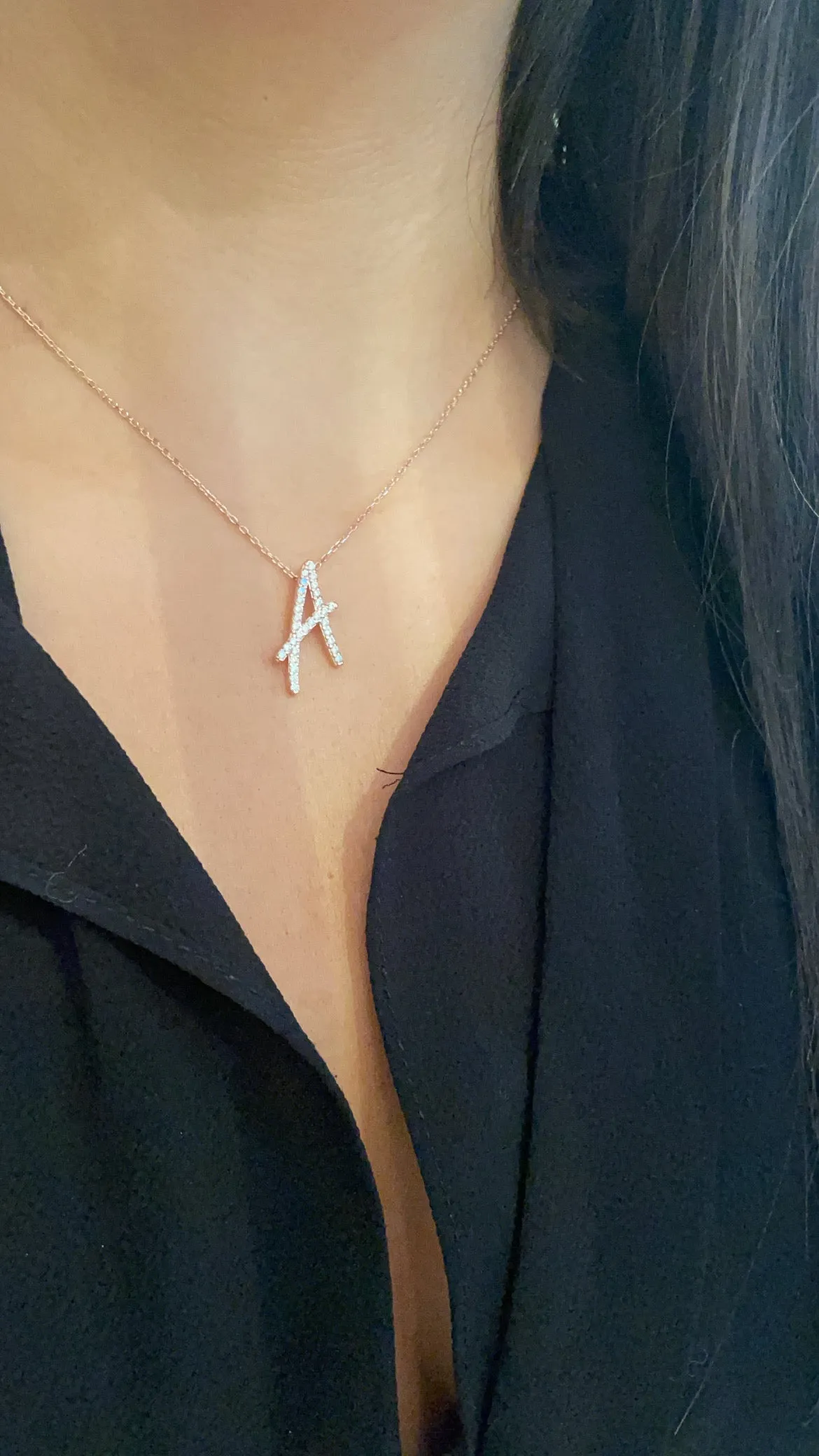 Script CZ Initial Necklace