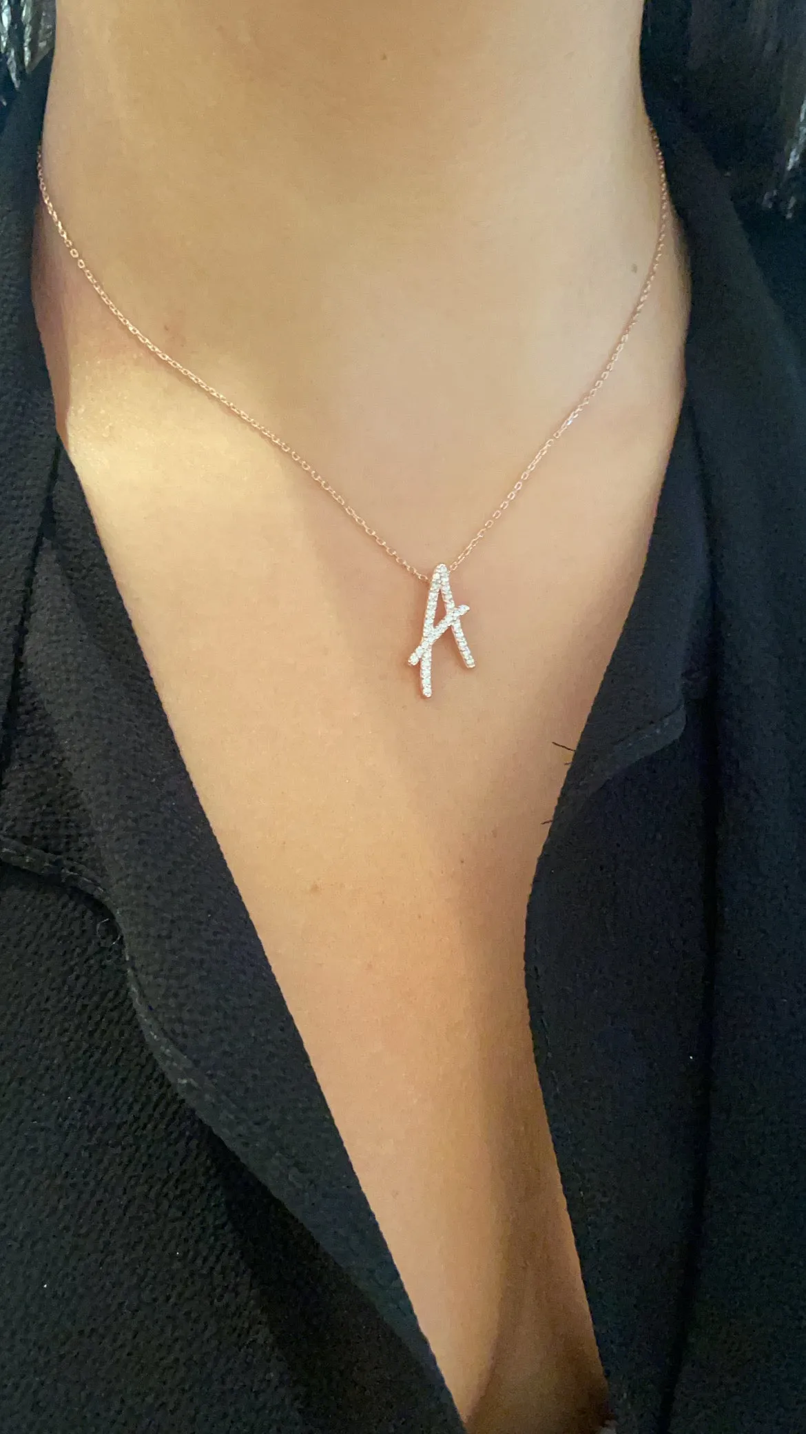 Script CZ Initial Necklace