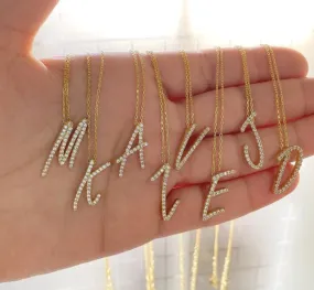 Script CZ Initial Necklace