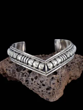 Sculpted Native American Sterling Silver Cuff Bracelet