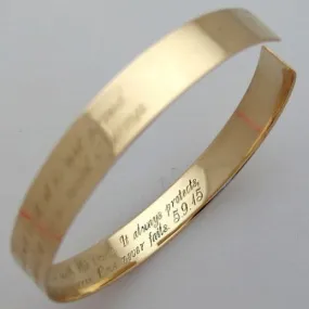 Secret Message Bracelet - Engraved Gold Cuff