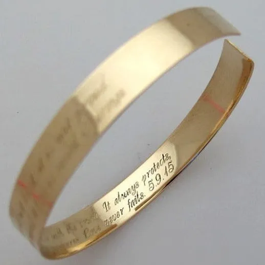 Secret Message Bracelet - Engraved Gold Cuff