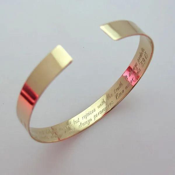 Secret Message Bracelet - Engraved Gold Cuff