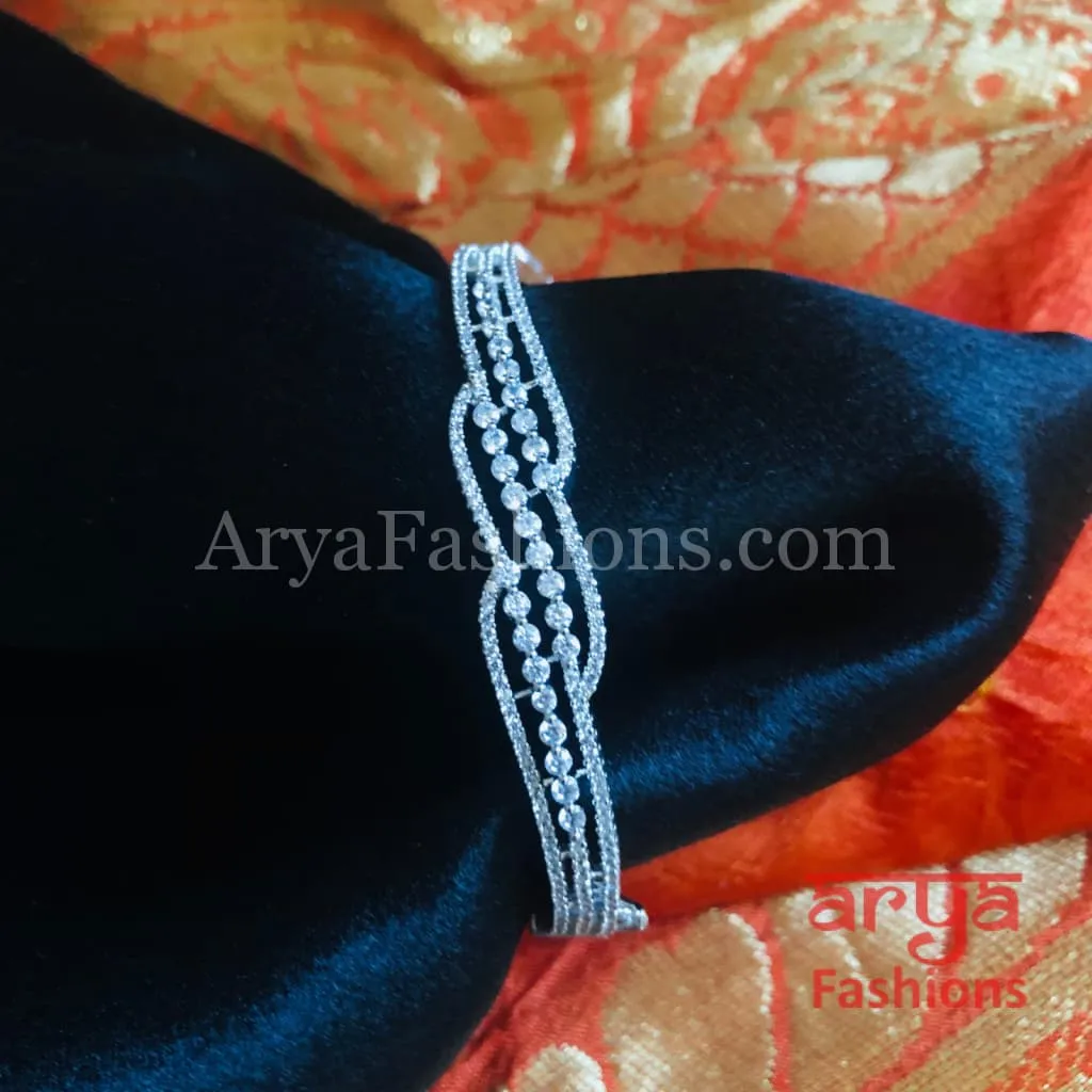 Shami CZ Crystal Party Bracelet/ Silver CZ Band Bracelet