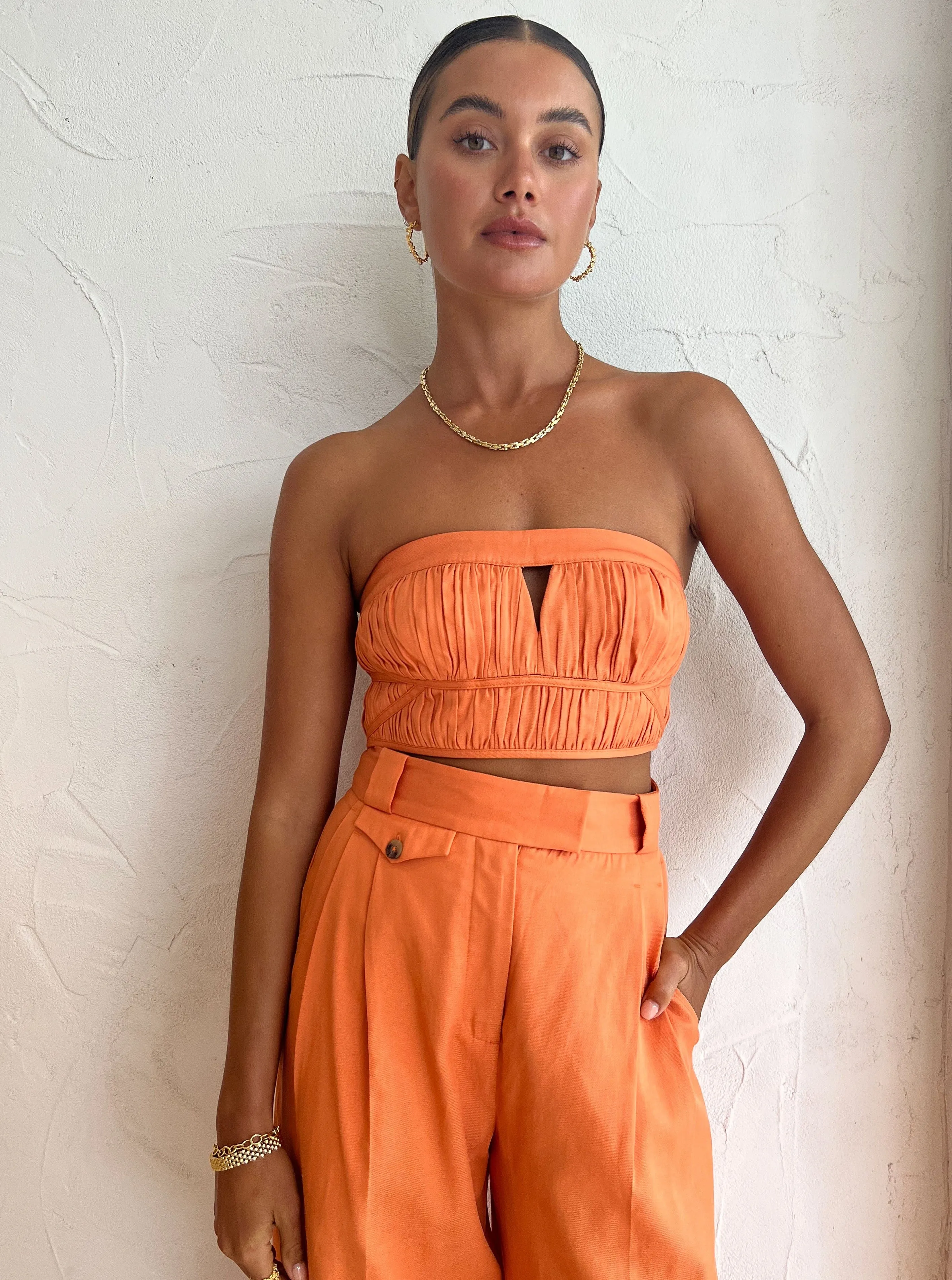 Shona Joy Sara Tailored Wide Leg Pant in Mango