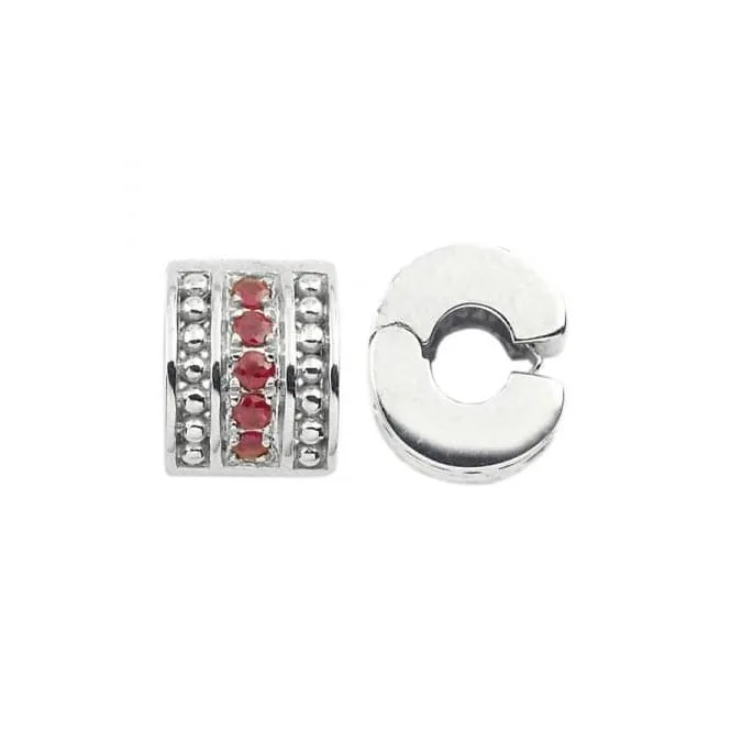 Silver & Ruby Stopper Clip S358R