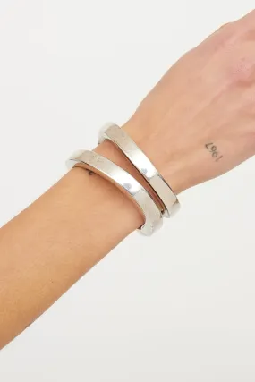 Silver Double Open Cuff Bracelet