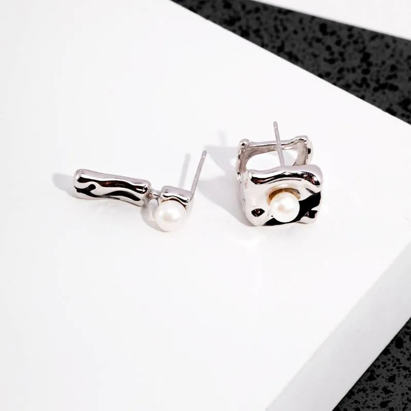 Silver Locket Stud Errings with Cultured Pearl-Gold Vermeil