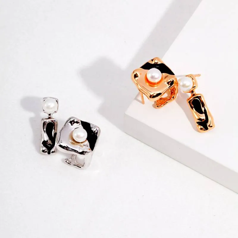 Silver Locket Stud Errings with Cultured Pearl-Gold Vermeil