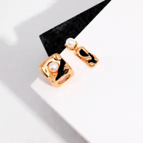 Silver Locket Stud Errings with Cultured Pearl-Gold Vermeil