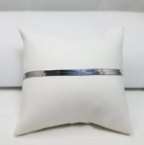 Simple 8" Solid 14k White Gold Reversible Herringbone Bracelet