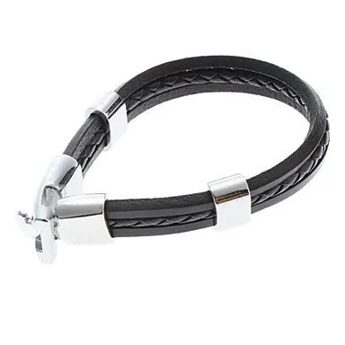 Single Color Cross Weave Leather Galloon Bracelet