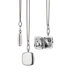 Slim Cushion Viv Locket on Black Steel Chain