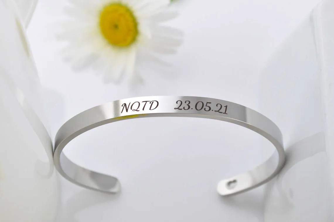 Sobriety NQTD Cuff Bracelet, Addiction Recovery Gifts, Soberversary Gifts for Men and Women, Uplifting Jewelry, Hypoallergenic Bracelet