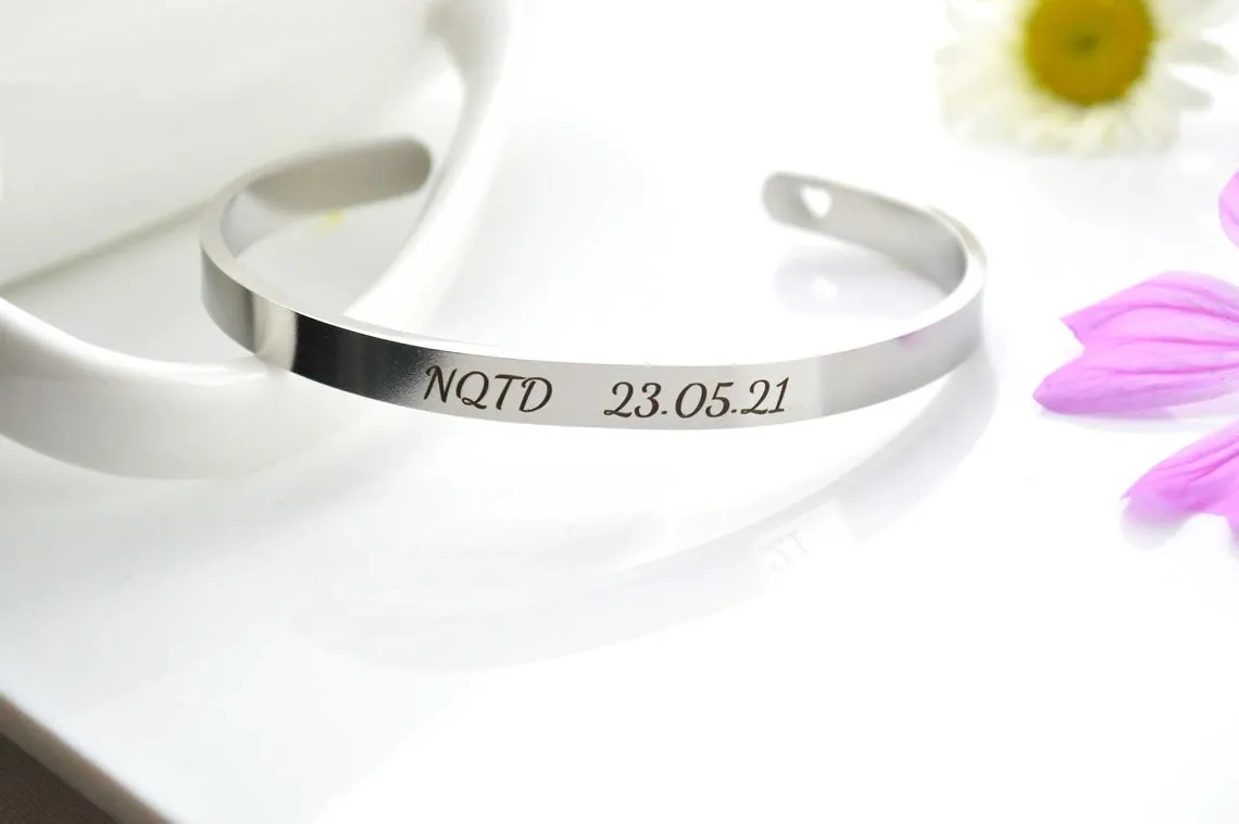 Sobriety NQTD Cuff Bracelet, Addiction Recovery Gifts, Soberversary Gifts for Men and Women, Uplifting Jewelry, Hypoallergenic Bracelet
