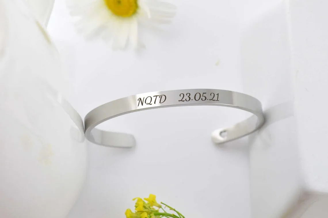 Sobriety NQTD Cuff Bracelet, Addiction Recovery Gifts, Soberversary Gifts for Men and Women, Uplifting Jewelry, Hypoallergenic Bracelet
