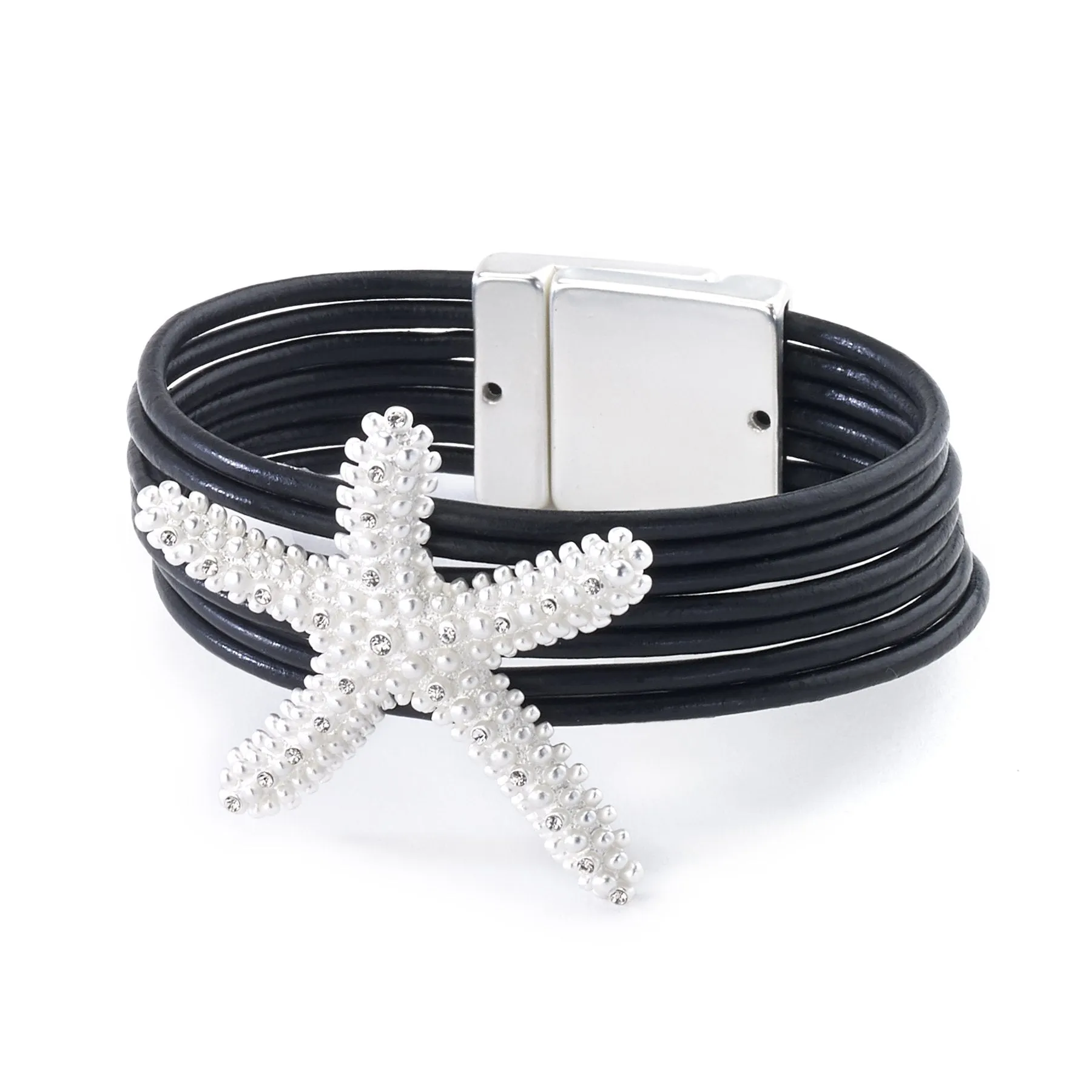 Starfish Leather Cuff Bracelet