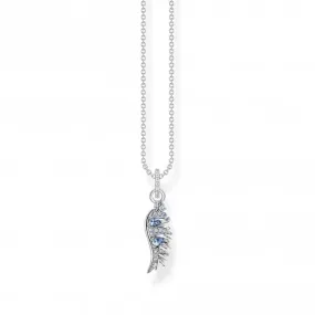 Sterling Silver Blue Stones Phoenix Wing Necklace KE2168-644-1-L45V