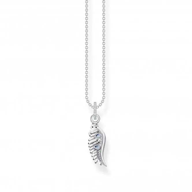 Sterling Silver Blue Stones Phoenix Wing Necklace KE2168-644-1-L45V