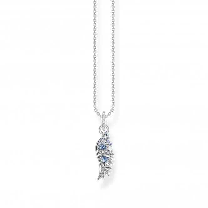 Sterling Silver Blue Stones Phoenix Wing Necklace KE2168-644-1-L45V