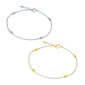 Sterling Silver Bracelet - Light Blue Enamel