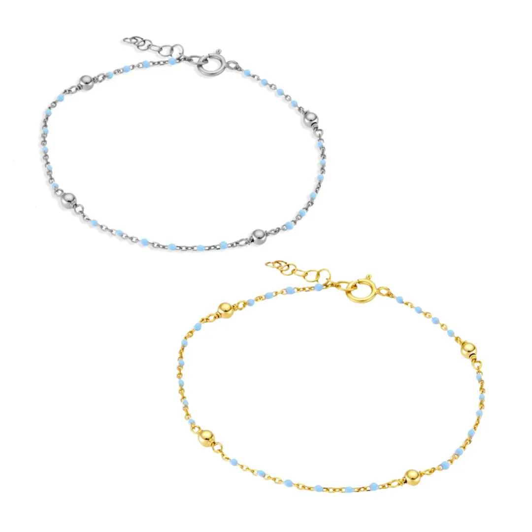 Sterling Silver Bracelet - Light Blue Enamel