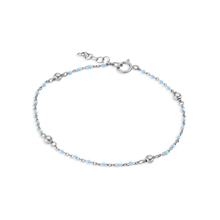 Sterling Silver Bracelet - Light Blue Enamel