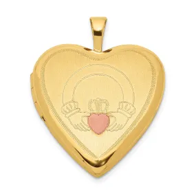 Sterling Silver Gold-plated 20mm Claddagh Enameled Heart Locket