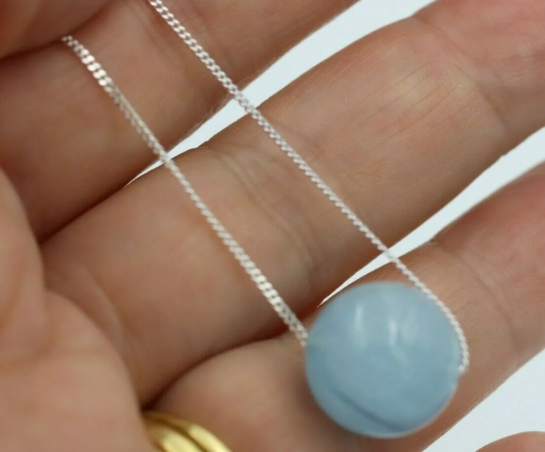 Sterling Silver Natural Aquamarine Bead on 45cm chain   5cm Extender