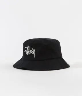 Stussy Big Logo Canvas Bucket Hat - Black