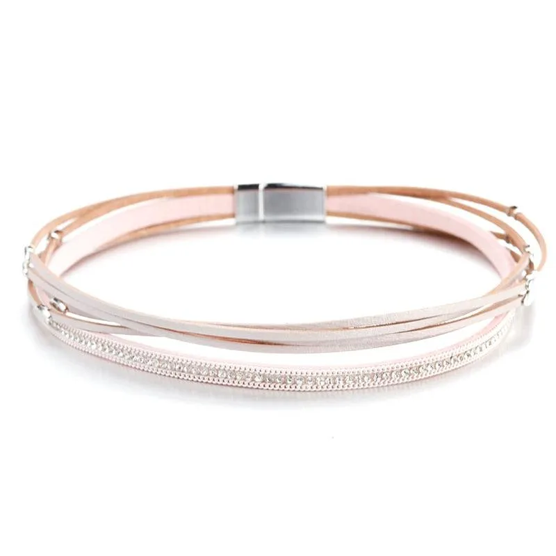 'Tahnee' Charms & Crystals Wrap Bracelet - brown