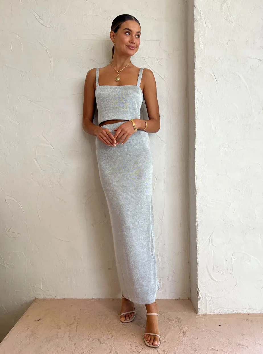 Third Form Heavy Metal Knit Crop in Silver