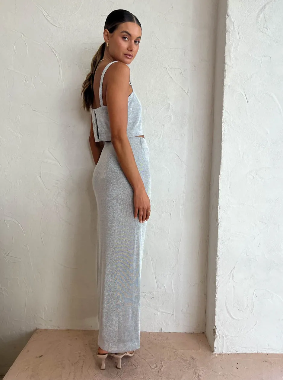 Third Form Heavy Metal Knit Crop in Silver