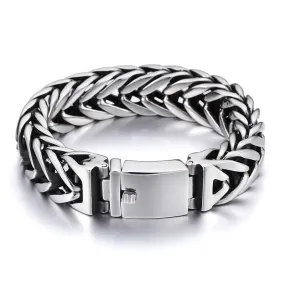 V-Shaped Double-Layer Thick Titanium Steel Men's Bracelet with a Dominant Style
