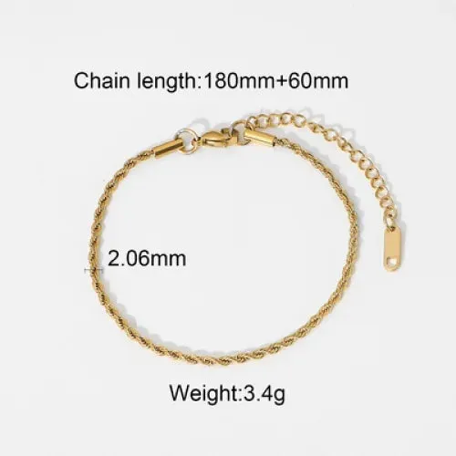VAIGE Trendy 18K Gold Plated Stainless Steel Rice Bead Chain Bracelet - Fashion Jewelry Gift for All Occasions