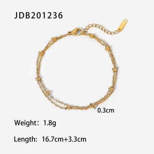 VAIGE Trendy 18K Gold Plated Stainless Steel Rice Bead Chain Bracelet - Fashion Jewelry Gift for All Occasions
