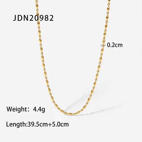 VAIGE Trendy 18K Gold Plated Stainless Steel Rice Bead Chain Bracelet - Fashion Jewelry Gift for All Occasions