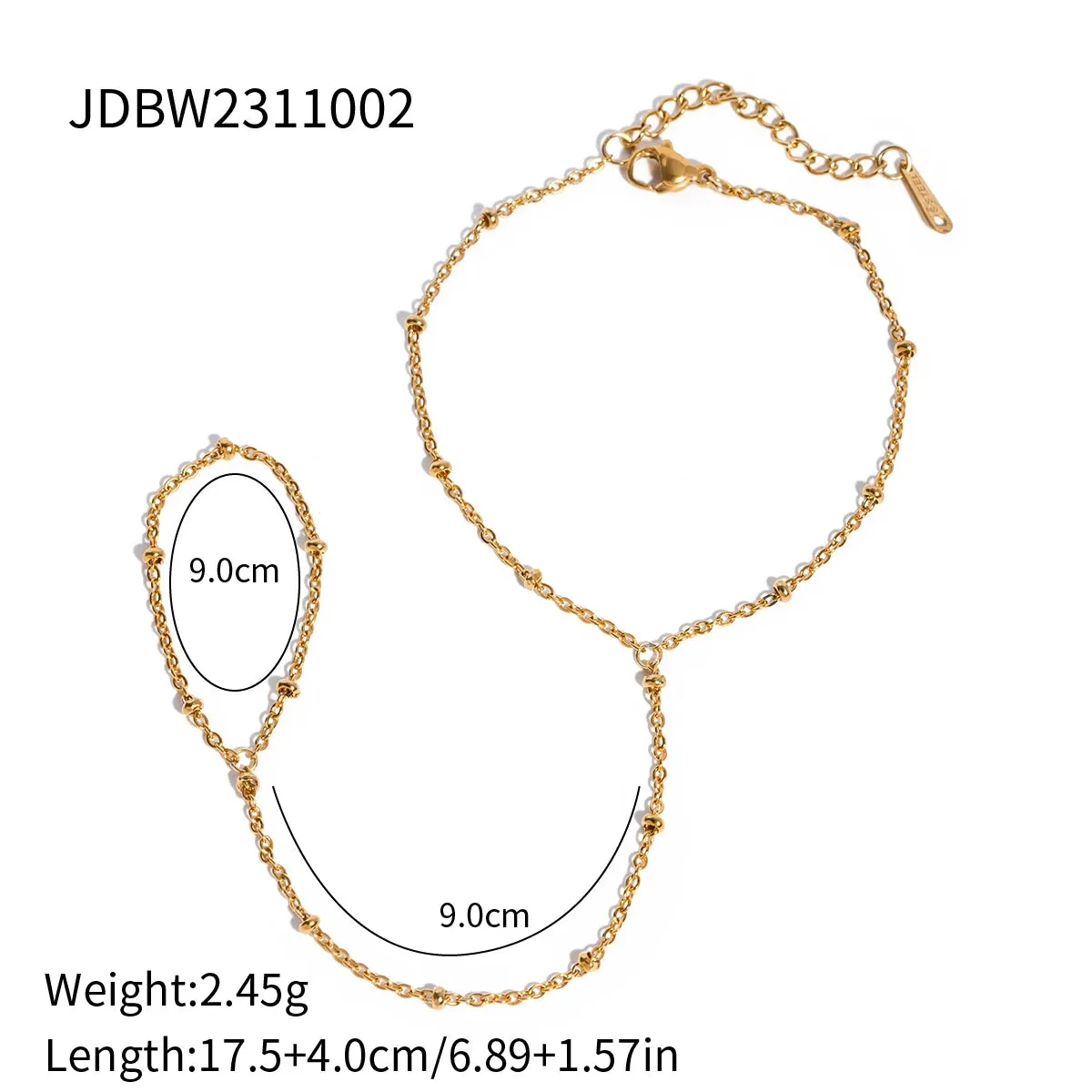 VAIGE Trendy 18K Gold Plated Stainless Steel Rice Bead Chain Bracelet - Fashion Jewelry Gift for All Occasions