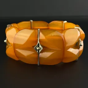 Vintage Silver Butterscotch Amber Art Deco Style Bracelet
