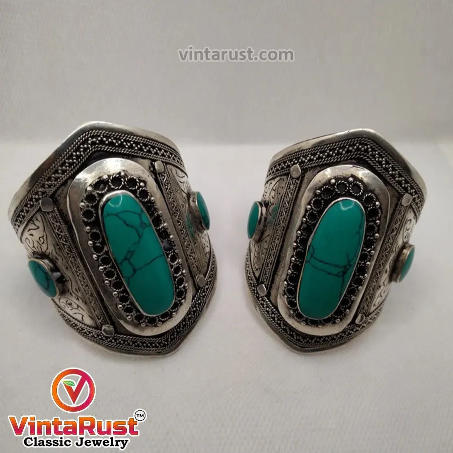 Vintage Turquoise Stone Cuff Bracelet