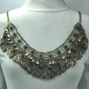 Vintage With Dangling Silver Kuchi Tassels Choker