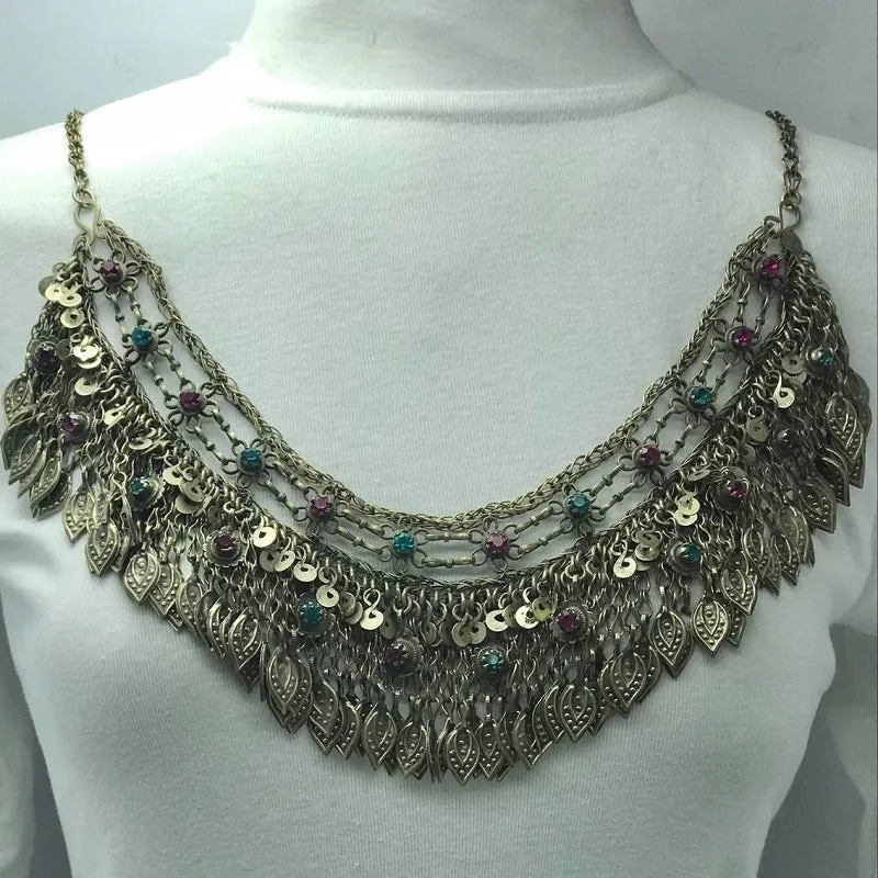 Vintage With Dangling Silver Kuchi Tassels Choker