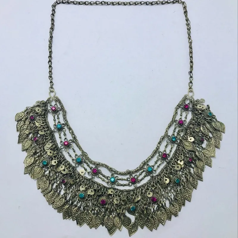 Vintage With Dangling Silver Kuchi Tassels Choker