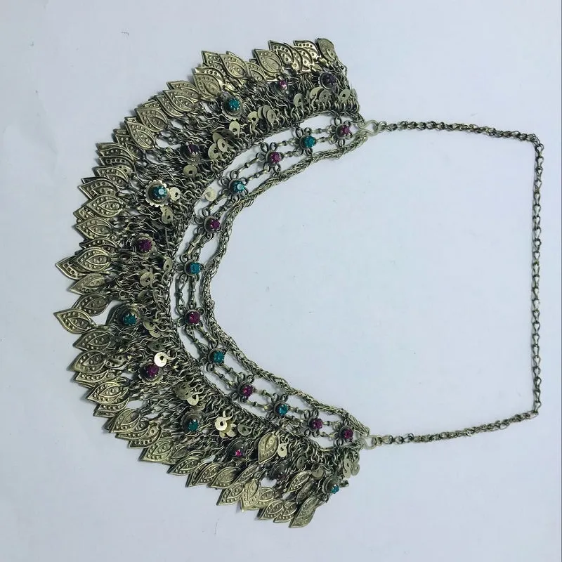 Vintage With Dangling Silver Kuchi Tassels Choker