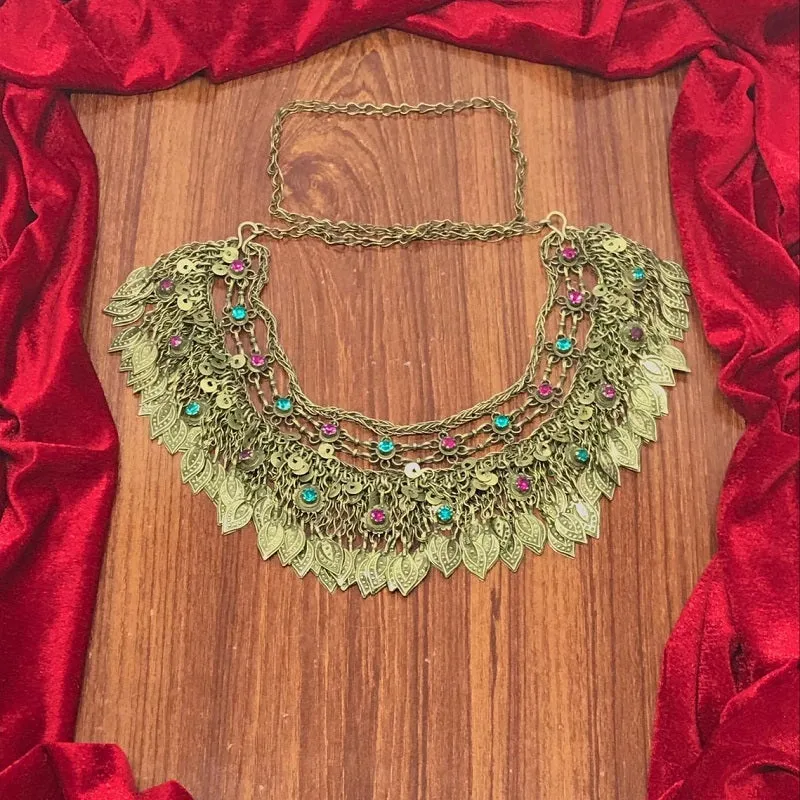 Vintage With Dangling Silver Kuchi Tassels Choker