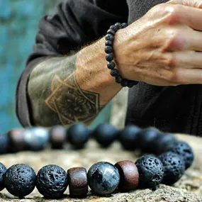 Volcanic Stone Lava Beads Bracelet – Tibetan Buddha Wrist Chain for Men & Women