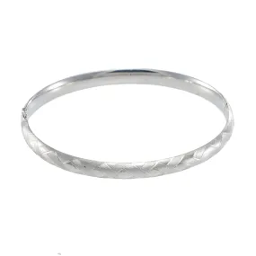 Womens Bangle Bracelet Vintage Antique Estate 14k White Gold Satin Finish